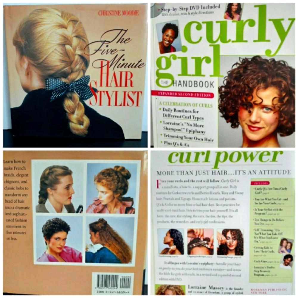 Lot of 2 vtg Hairstyle hardback books curly hair braids Womens 5 min Hairstyles